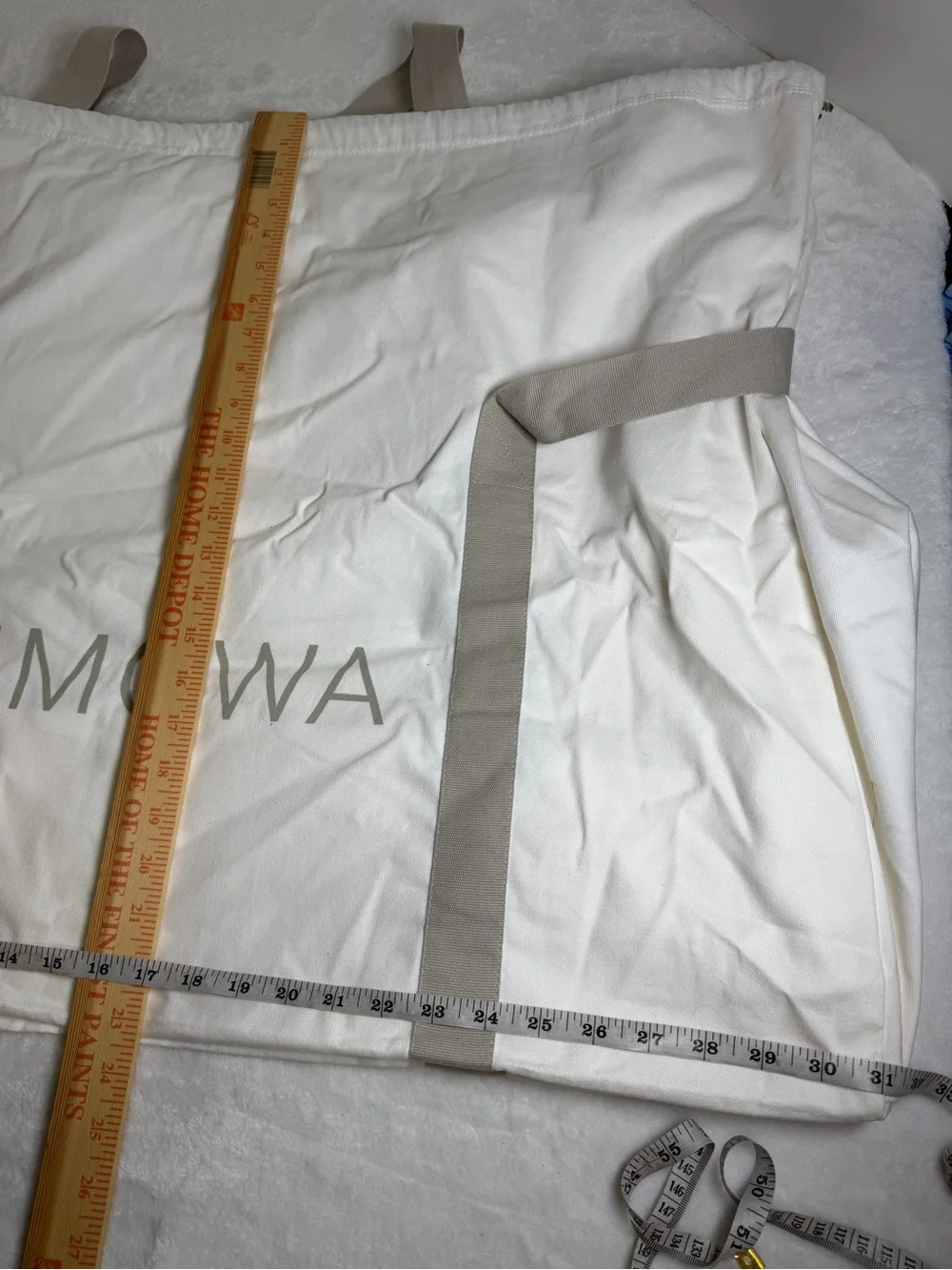 RIMOWA White Luggage Travel Dust Cover with Gray Straps